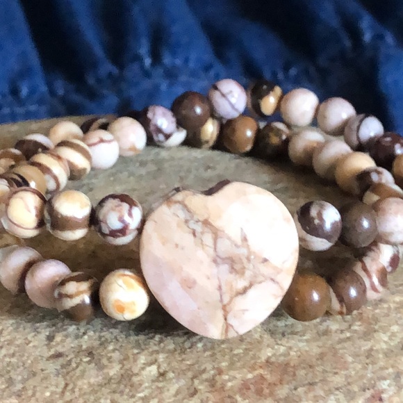 JASPER GEMSTONE HEART BRACELET - Picture 2 of 5